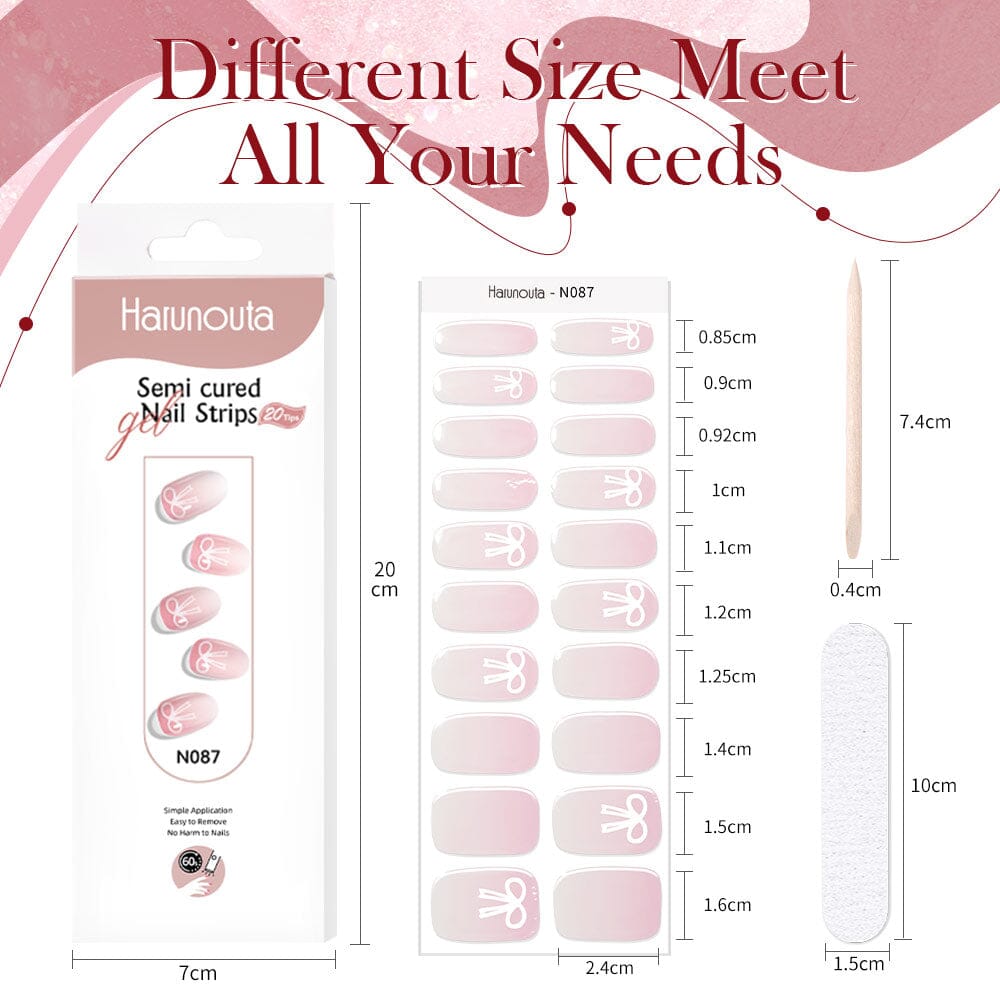 20 Tips Semi-Cured Gel Nail Strips N079-N088 Nail Sticker Harunouta 