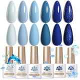 6 Colors Blue Cosmic Color Gel Polish Set 7ml Gel Nail Polish BORN PRETTY 