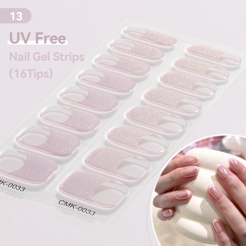 16 Tips UV Free Semi-Cured Gel Nail Strips Clearance Harunouta CMK-0033 