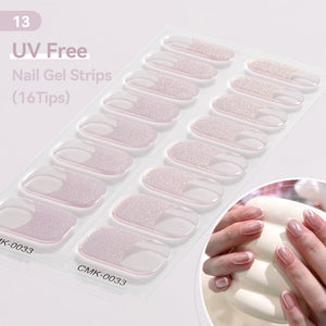 16 Tips UV Free Semi-Cured Gel Nail Strips Clearance Harunouta CMK-0033 