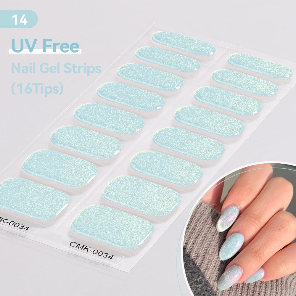 16 Tips UV Free Semi-Cured Gel Nail Strips Clearance Harunouta CMK-0034 