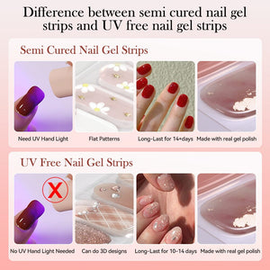 16 Tips UV Free Semi-Cured Gel Nail Strips Clearance Harunouta 