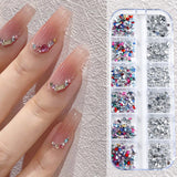 12 Grids Mini Mixed Rhinestones 3D Nail Decorations