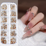 12 Grids Mini Mixed Rhinestones 3D Nail Decorations