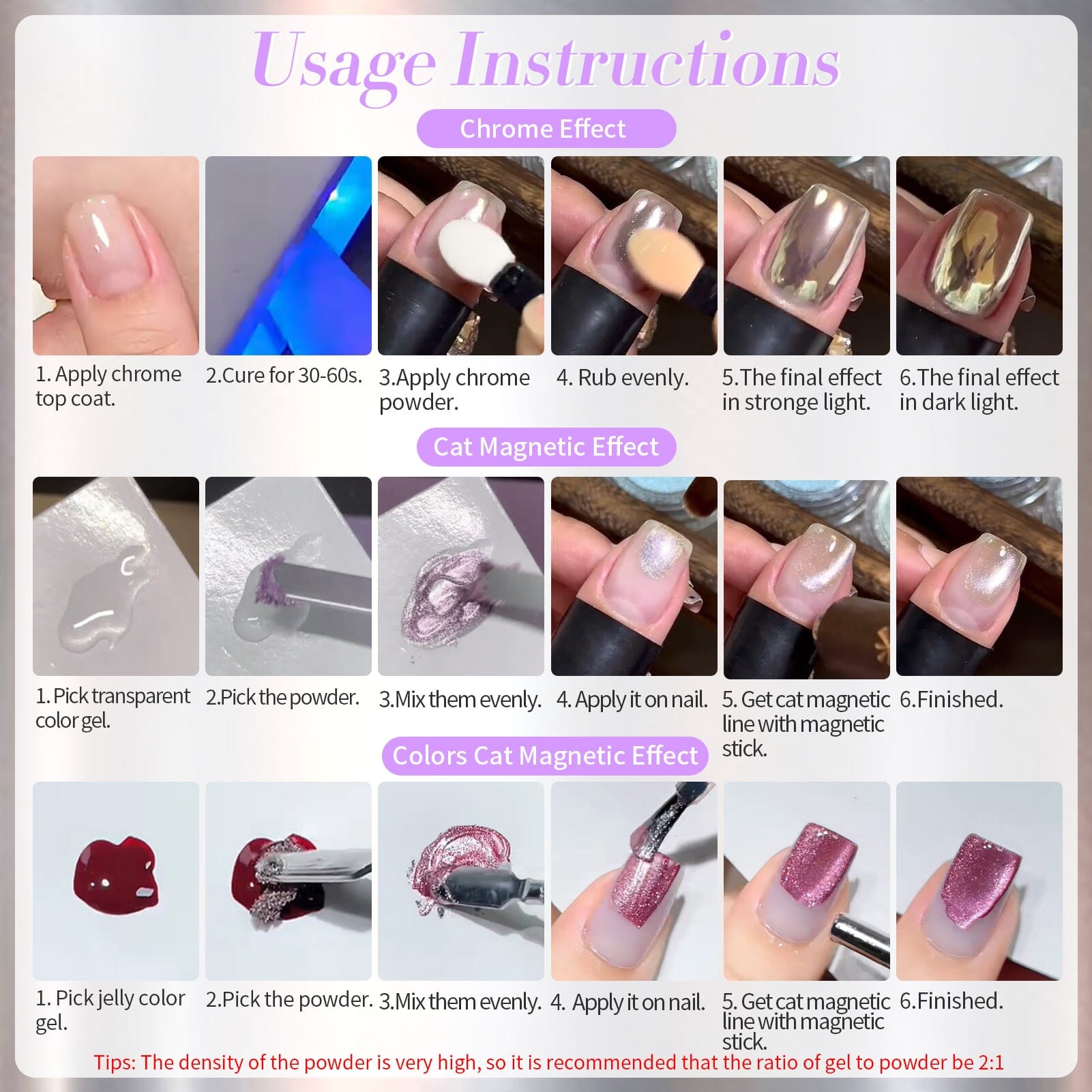 Purple Cat Magnetic Chrome Powder Nail Powder BORN PRETTY 