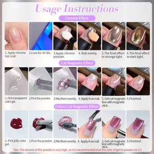 Purple Cat Magnetic Chrome Powder Nail Powder BORN PRETTY 