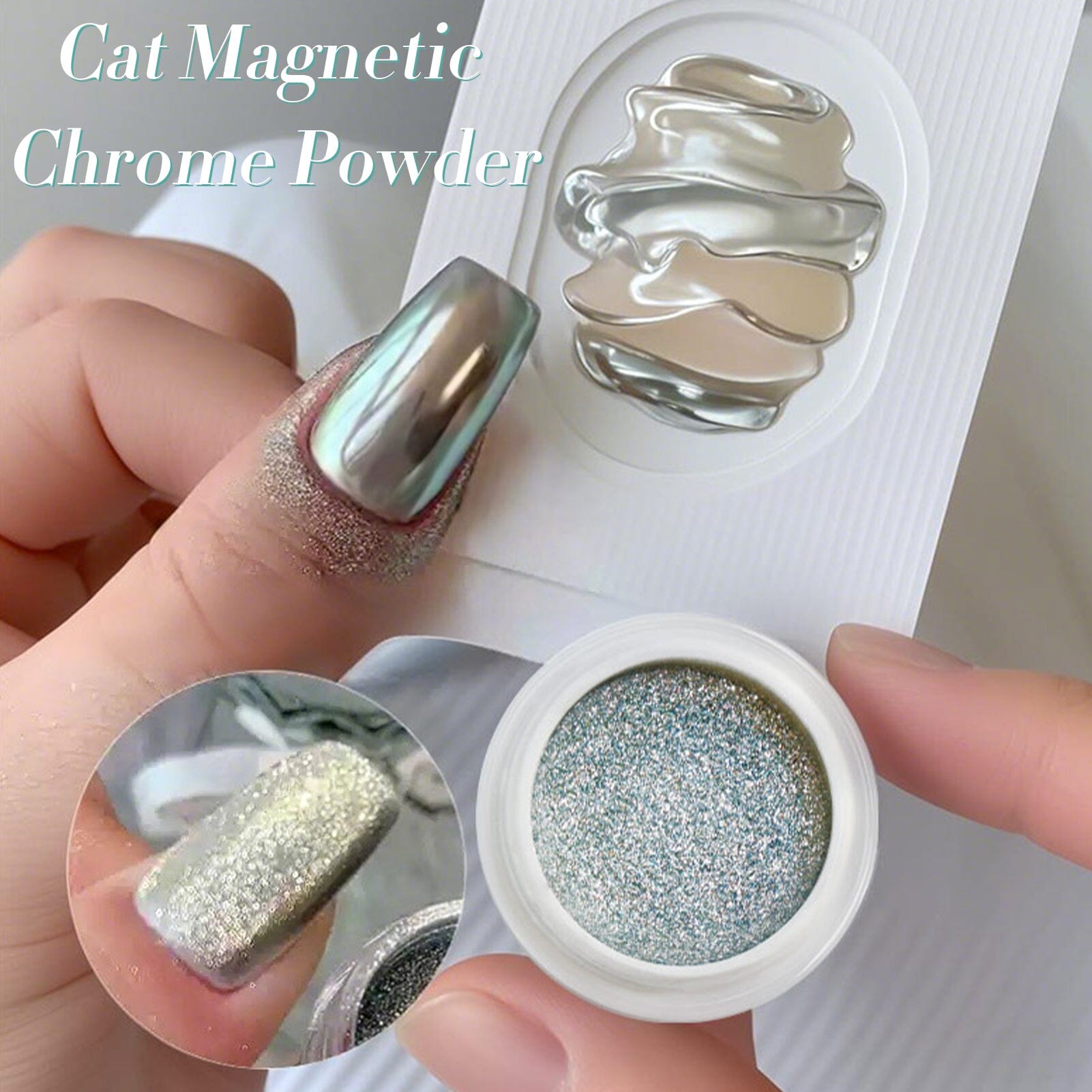 Green Cat Magnetic Chrome Powder Nail Powder BORN PRETTY 