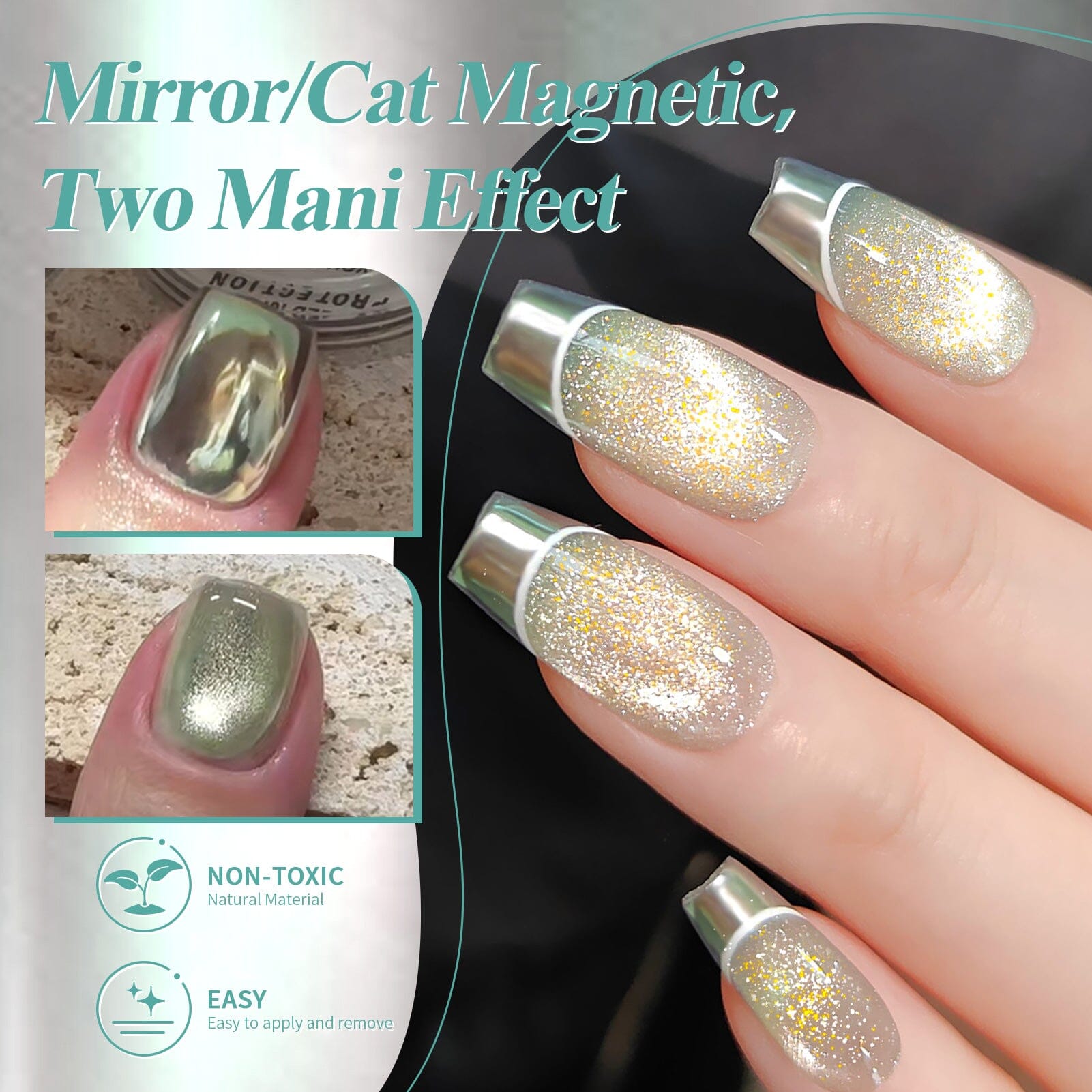 Green Cat Magnetic Chrome Powder Nail Powder BORN PRETTY 