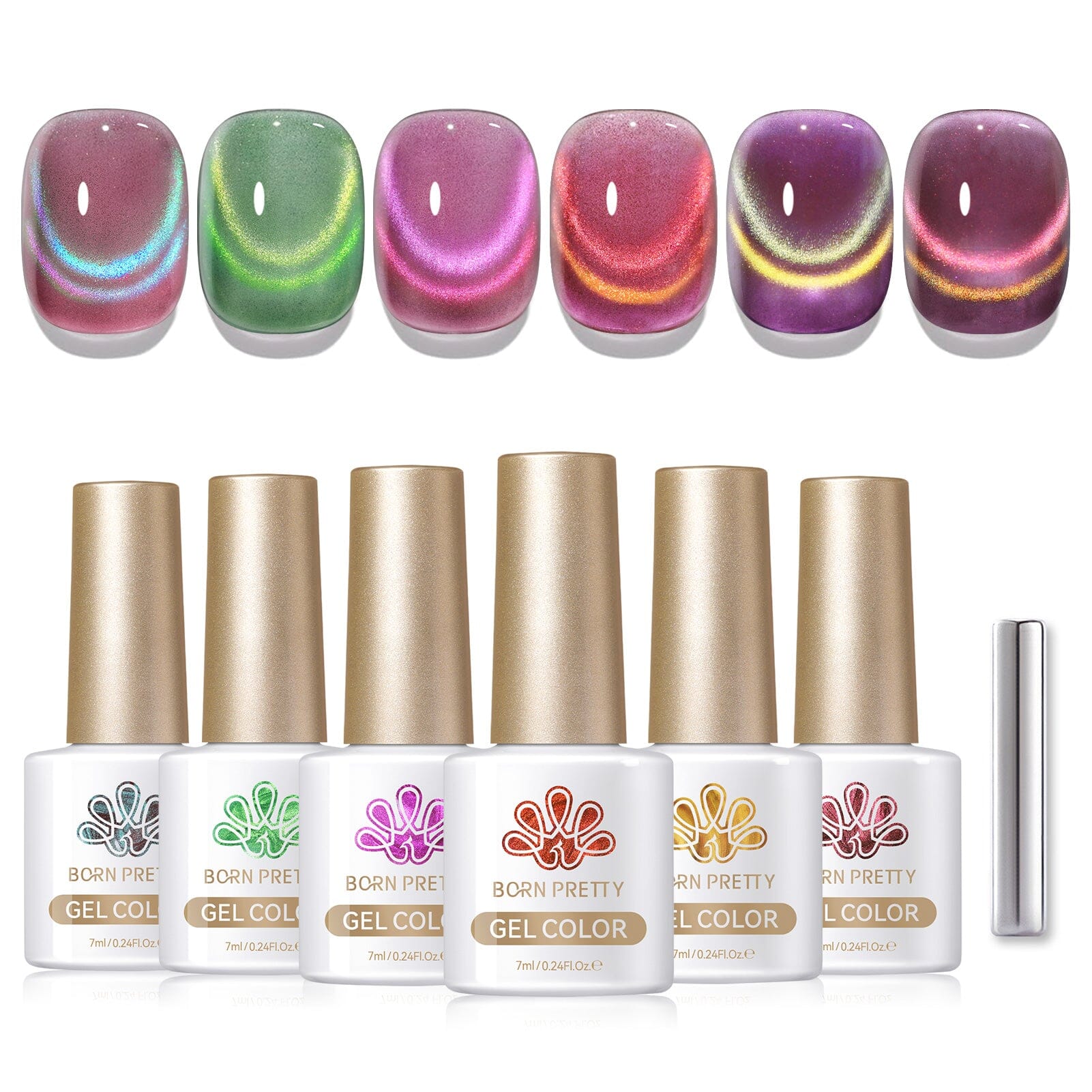 6 Colors Cat Magnetic Gel Polish Set Colored Glass 7ml Gel Nail Polish BORN PRETTY 