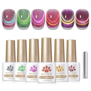 6 Colors Cat Magnetic Gel Polish Set Colored Glass 7ml Gel Nail Polish BORN PRETTY 