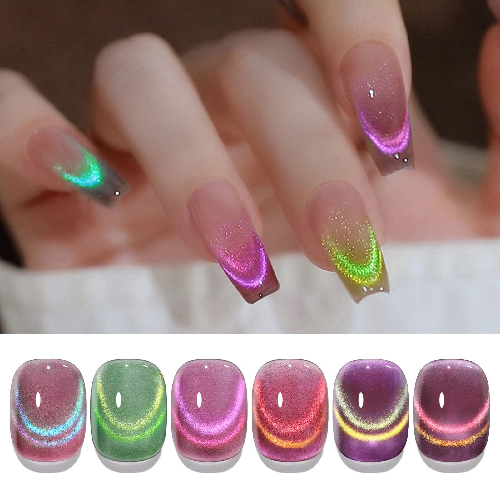 6 Colors Cat Magnetic Gel Polish Set Colored Glass 7ml Gel Nail Polish BORN PRETTY 