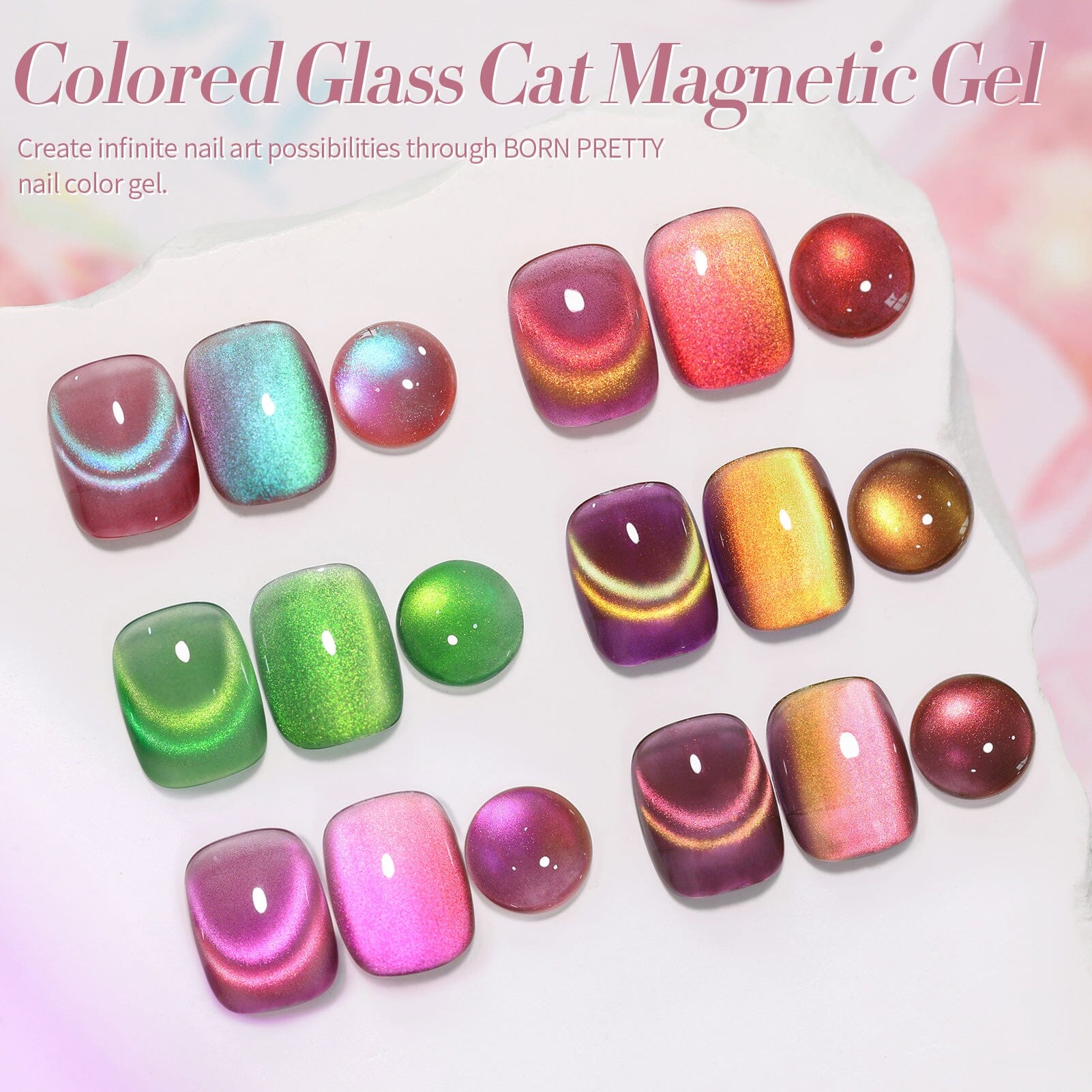 6 Colors Cat Magnetic Gel Polish Set Colored Glass 7ml Gel Nail Polish BORN PRETTY 