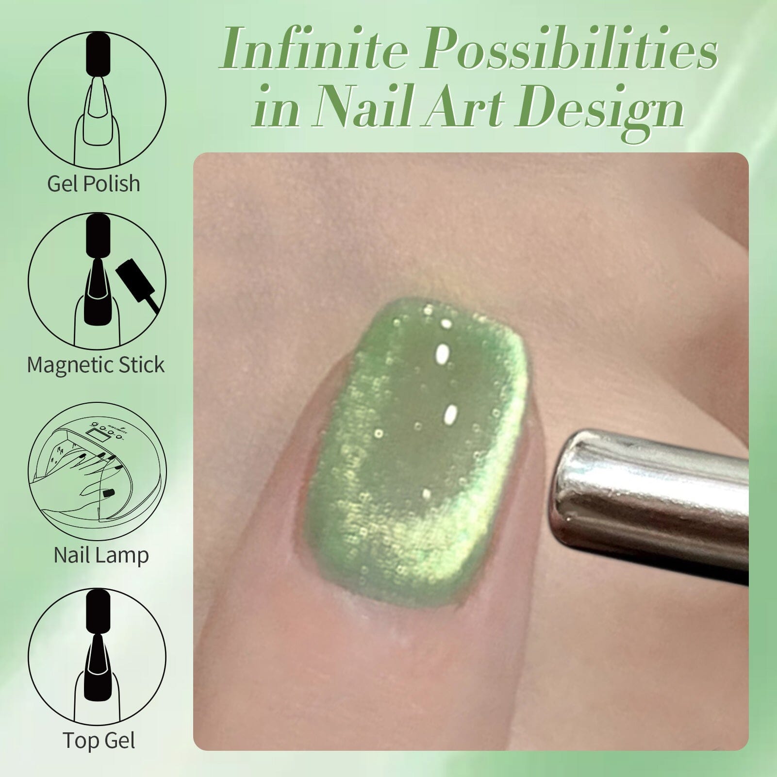 Green Cat Magnetic Gel GCM06 15ml Gel Nail Polish BORN PRETTY 