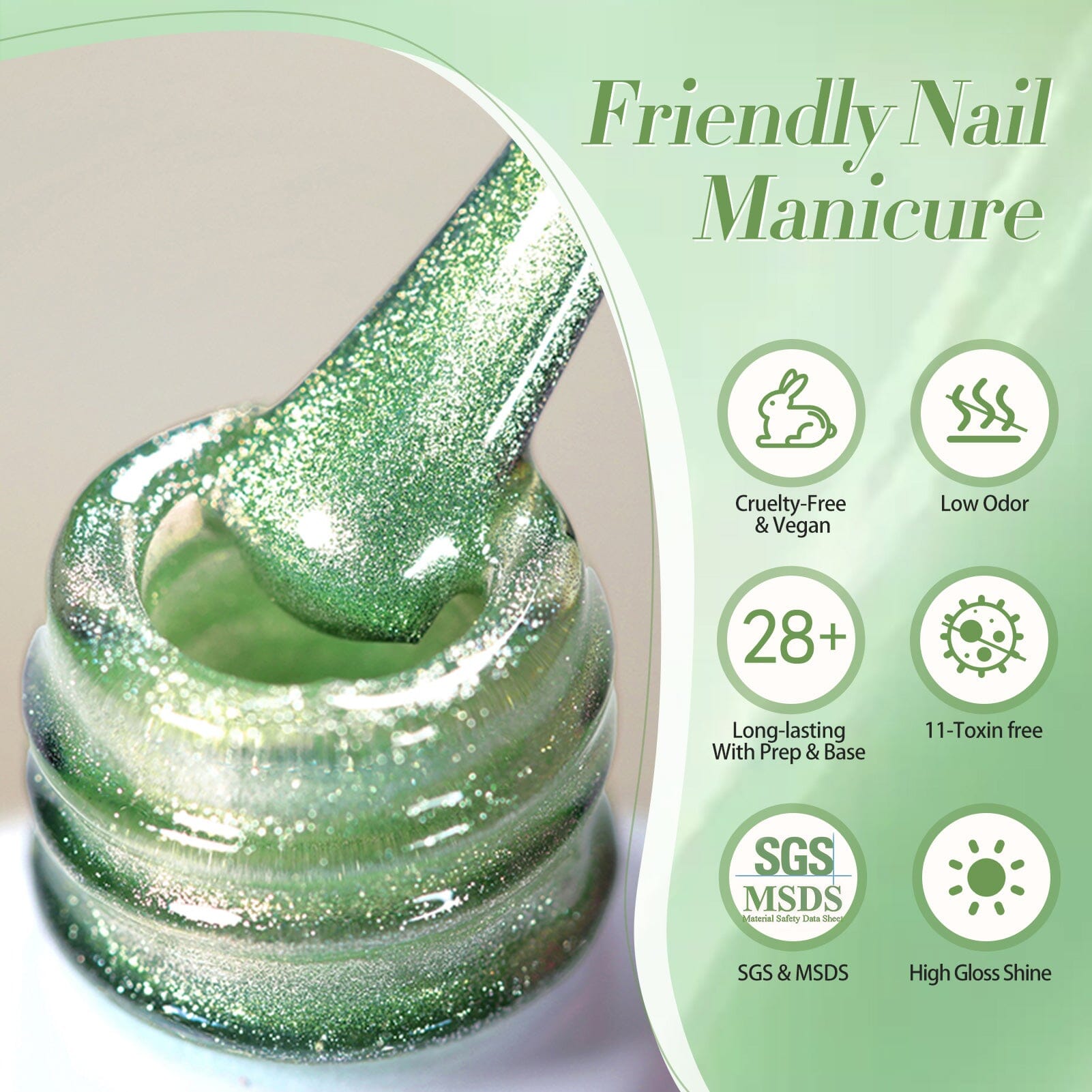 Green Cat Magnetic Gel GCM06 15ml Gel Nail Polish BORN PRETTY 