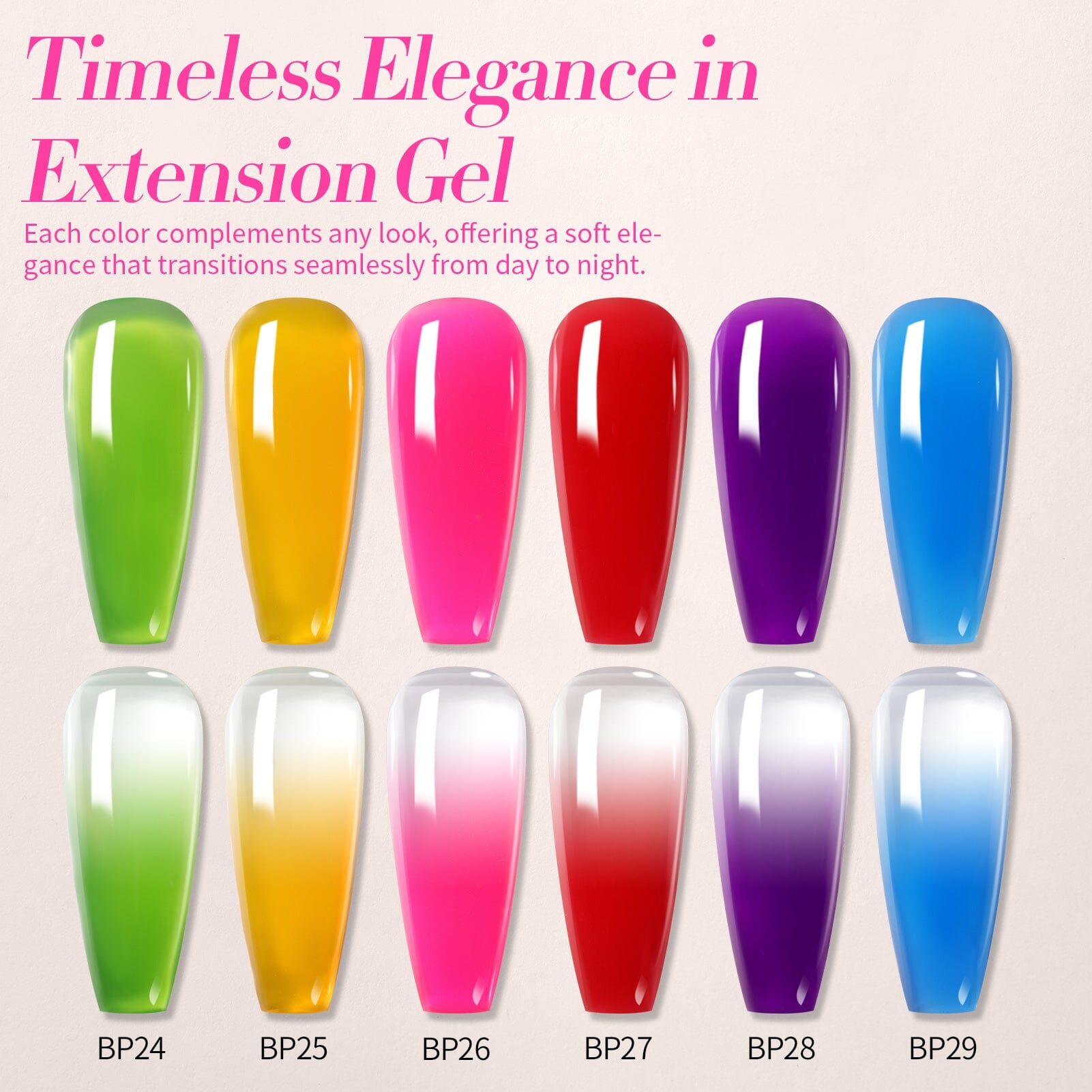6 Colors Neon Extension Nail Gel Kit 15g Gel Nail Polish BORN PRETTY 