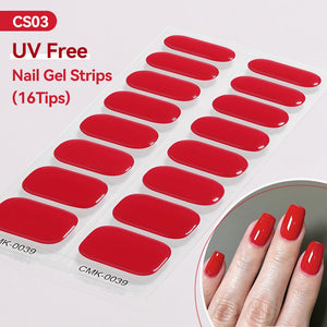 16 Tips UV Free Semi-Cured Gel Nail Strips Clearance Harunouta CMK-0004 