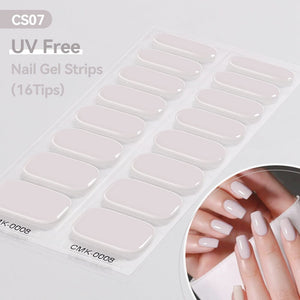 16 Tips UV Free Semi-Cured Gel Nail Strips Clearance Harunouta CMK-0008 
