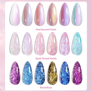 6 Colors Pearl Thread Swirl Gel Polish Set T02 Nebulas 7ml Gel Nail Polish BORN PRETTY 