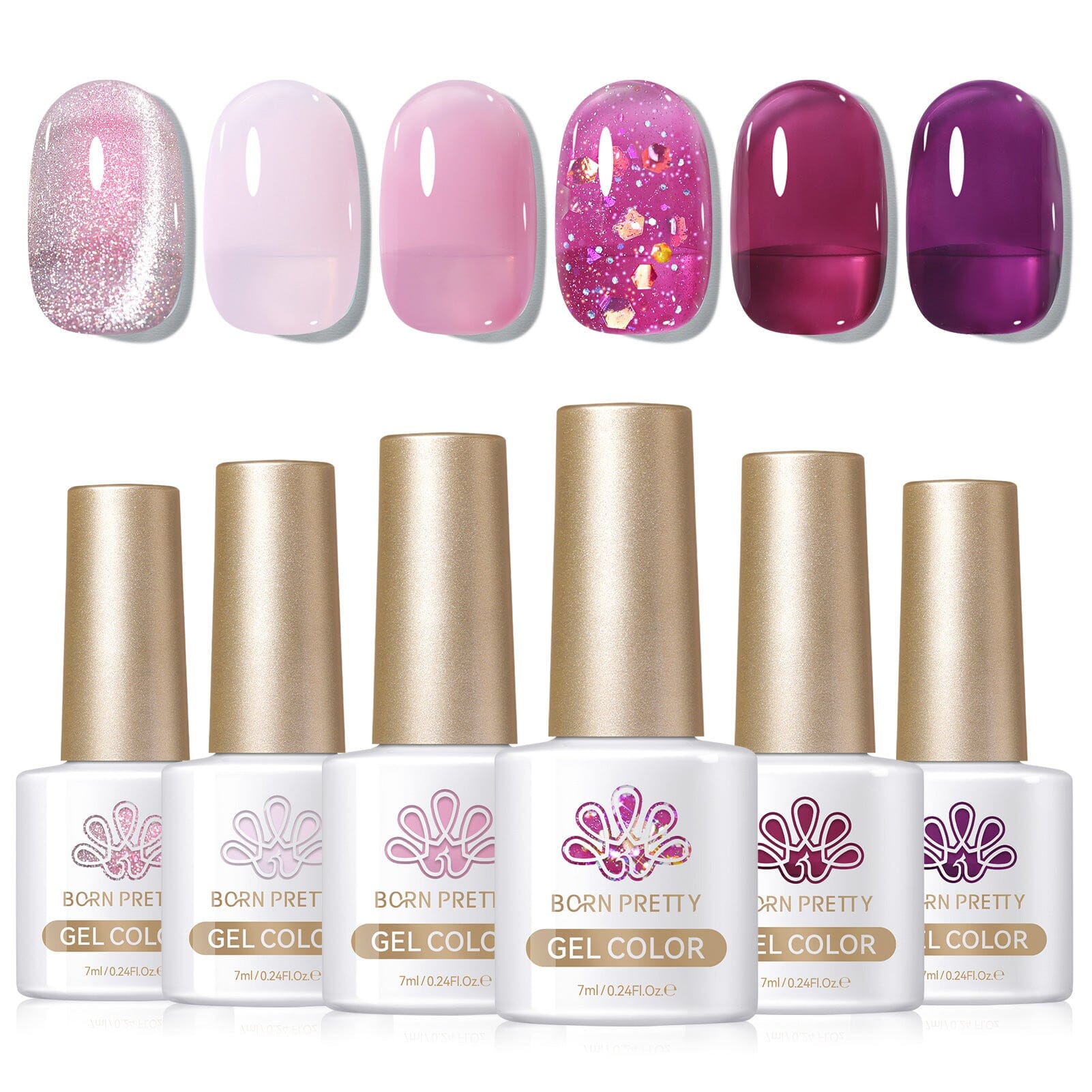 6 Colors Violet Serenade Jelly Gel Polish Set 7ml Gel Nail Polish BORN PRETTY 