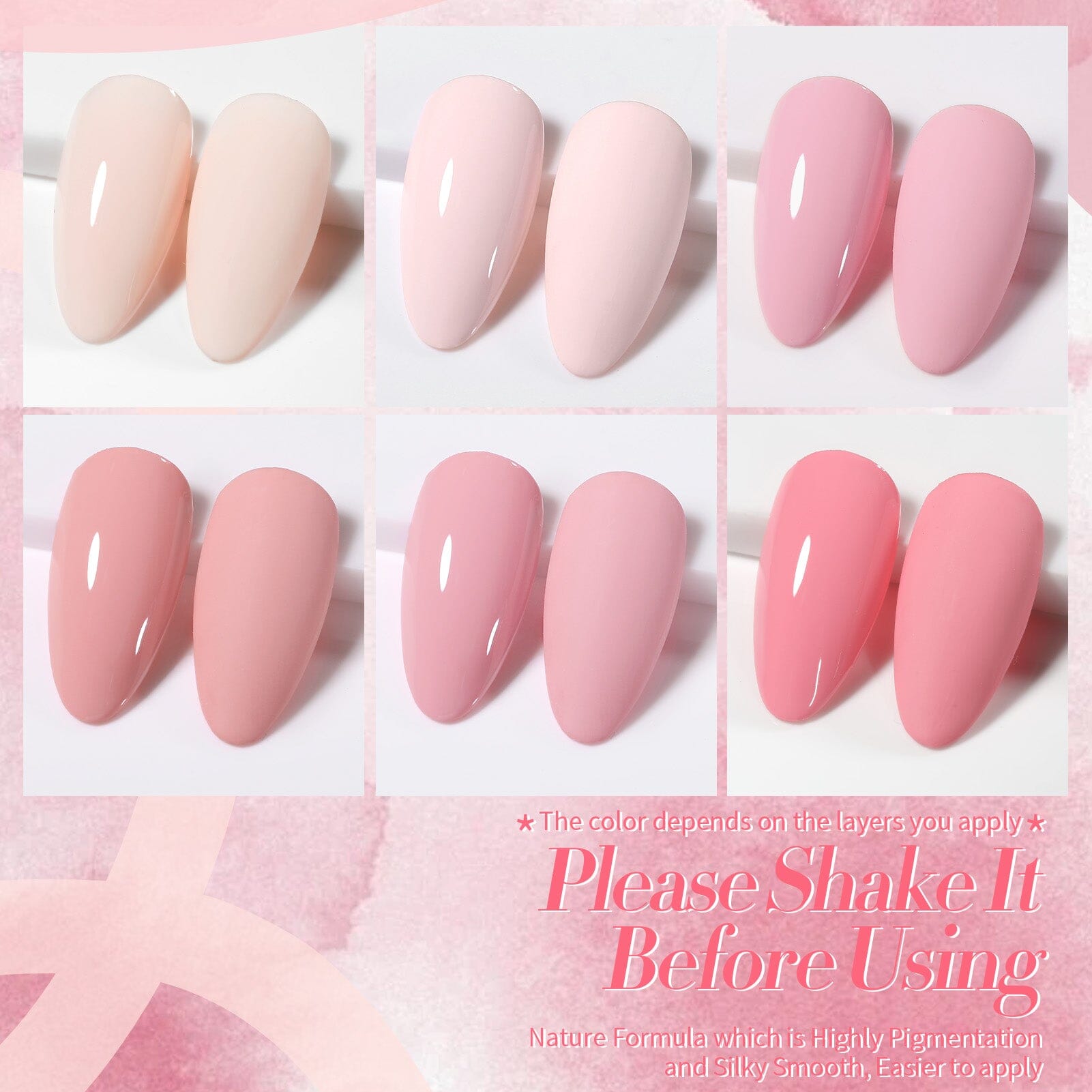 6 Colors Pink Gel Polish Set S01 Barely Beauty 7ml Gel Nail Polish BORN PRETTY 