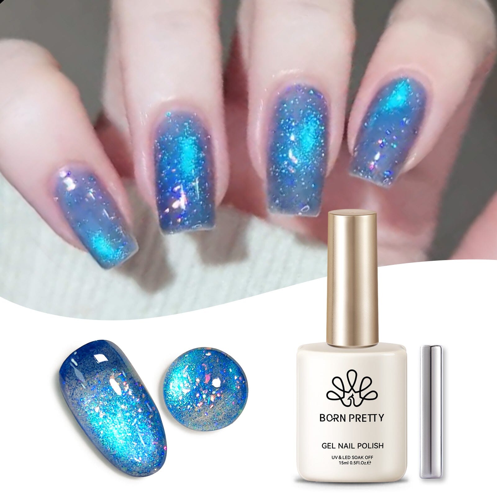 Bule Colorful Cat Magnetic Eye Gel Insomniac Island 15ml Gel Nail Polish BORN PRETTY 