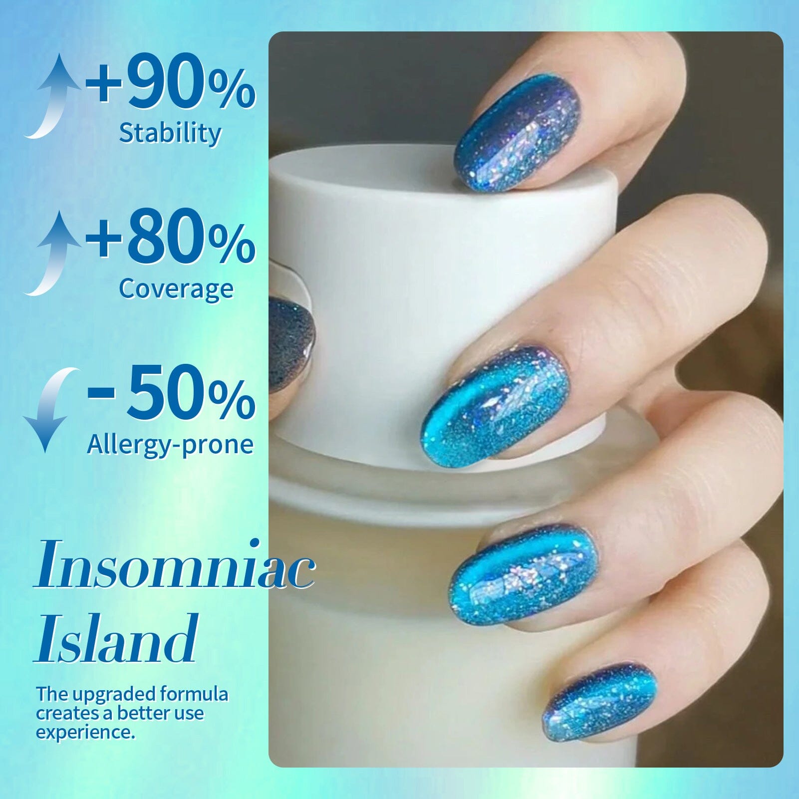 Bule Colorful Cat Magnetic Eye Gel Insomniac Island 15ml Gel Nail Polish BORN PRETTY 