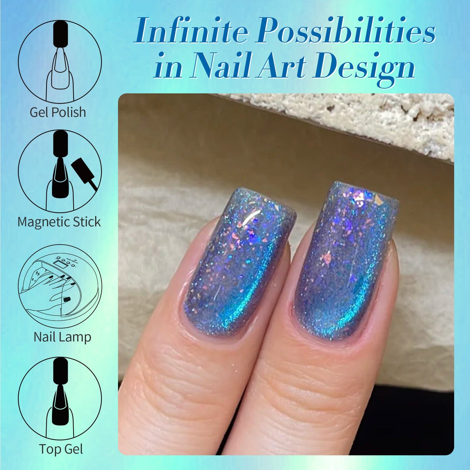 Bule Colorful Cat Magnetic Eye Gel Insomniac Island 15ml Gel Nail Polish BORN PRETTY 