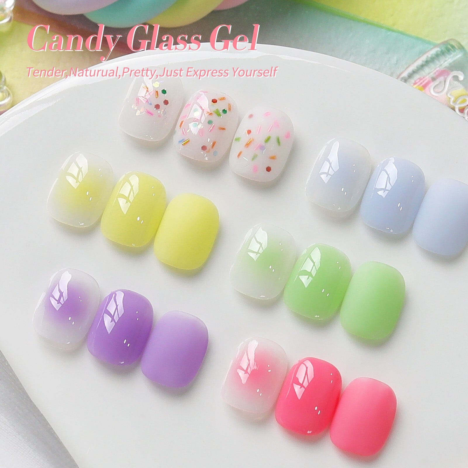 6 Colors Spring Jelly Gel Polish Set J05 Candy Glass 7ml Gel Nail Polish BORN PRETTY 