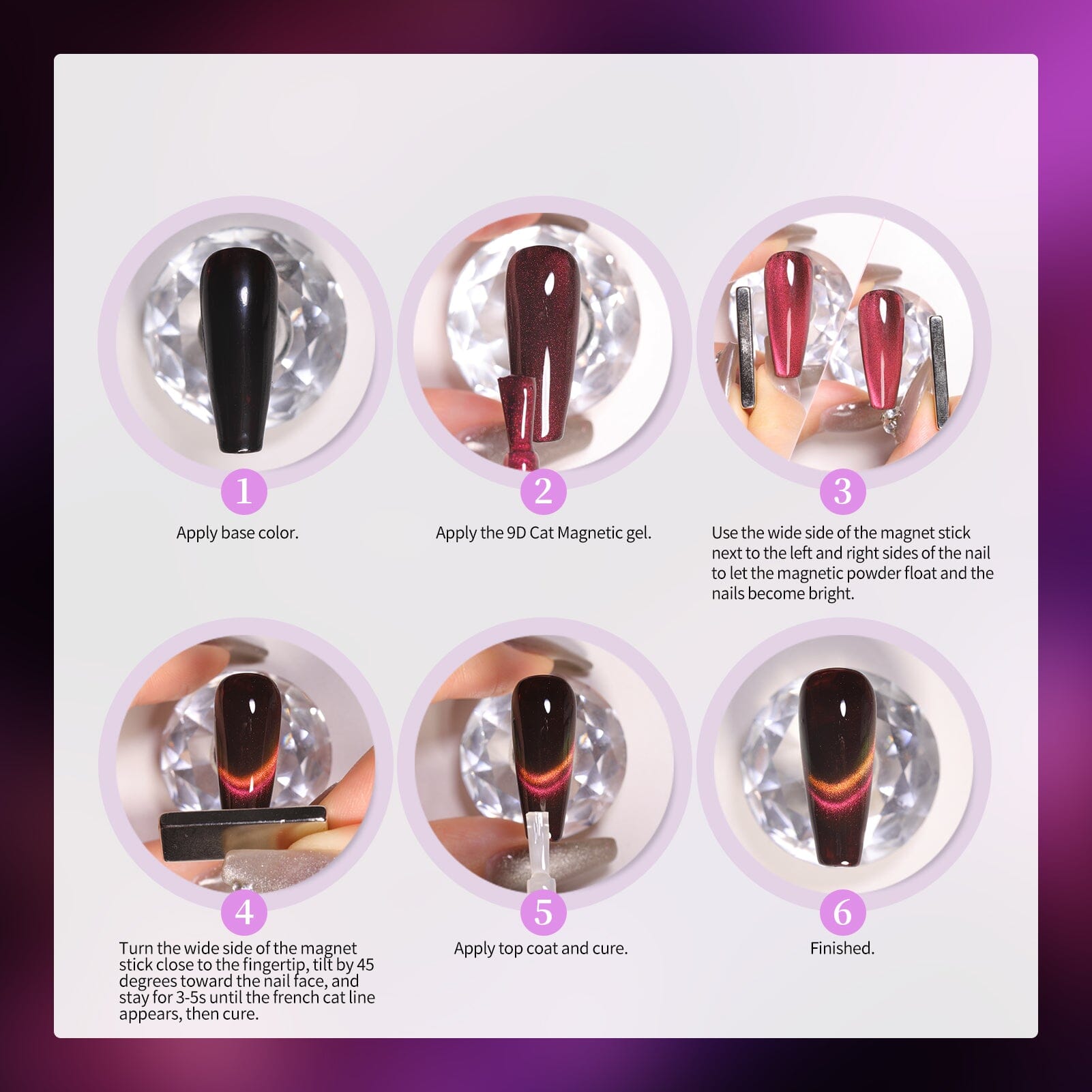 6 Colors 9D Cat Magnetic Gel Polish Set Polaris 7ml Gel Nail Polish BORN PRETTY 