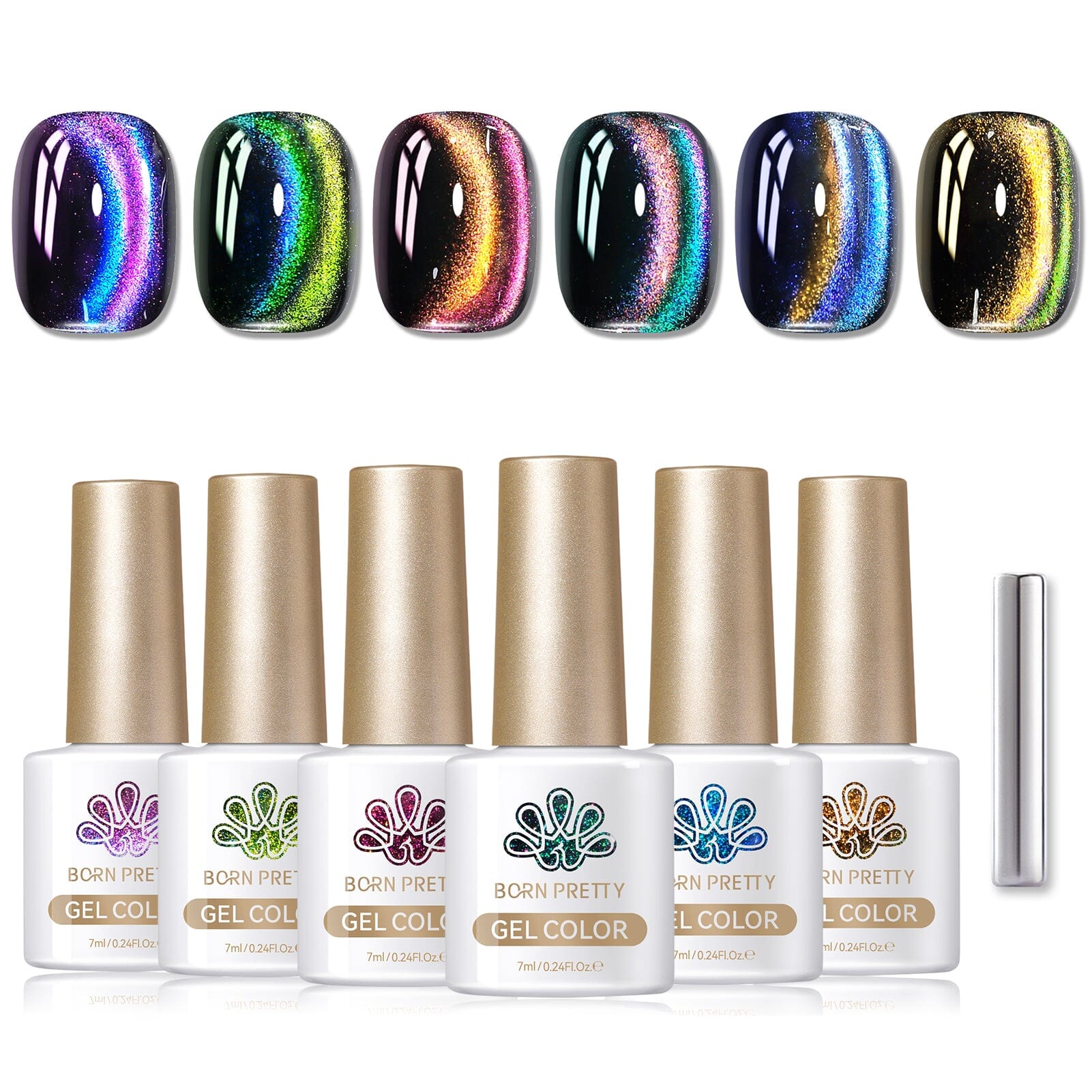 6 Colors 9D Cat Magnetic Gel Polish Set Polaris 7ml Gel Nail Polish BORN PRETTY 
