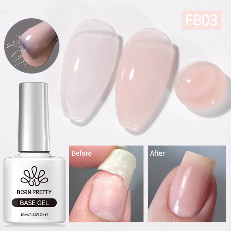 Soft Pink Fiber Rubber Base Gel FB03 10ml Gel Nail Polish BORN PRETTY 
