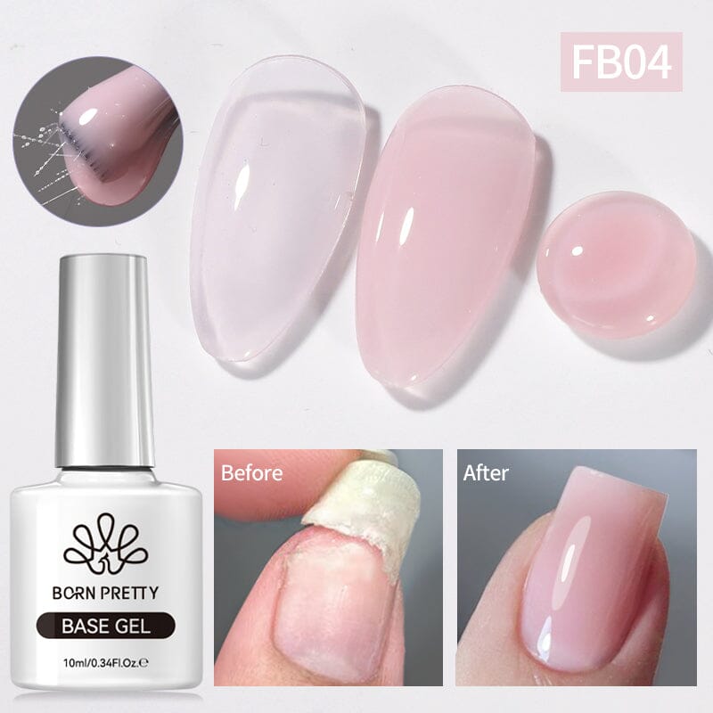 Light Pink Fiber Rubber Base Gel FB04 10ml Gel Nail Polish BORN PRETTY 