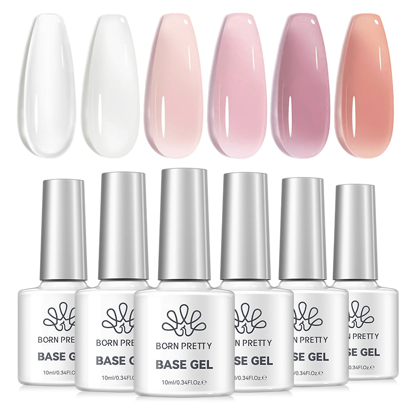 6 Colors Fiber Rubber Base Gel Polish Set 10ml