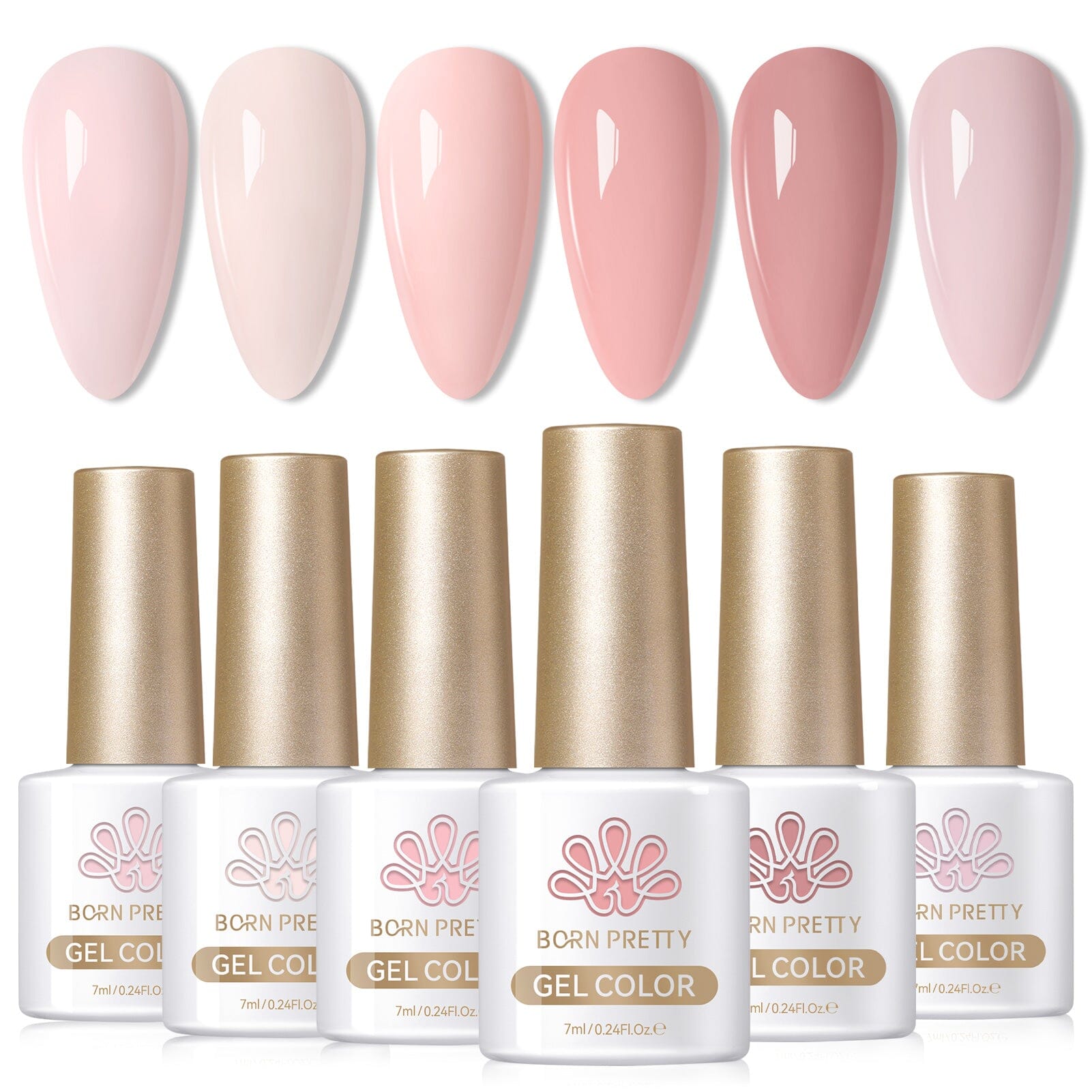 6 Colors Pink Gel Polish Set S03 Cupid's Whisper 7ml Gel Nail Polish BORN PRETTY 