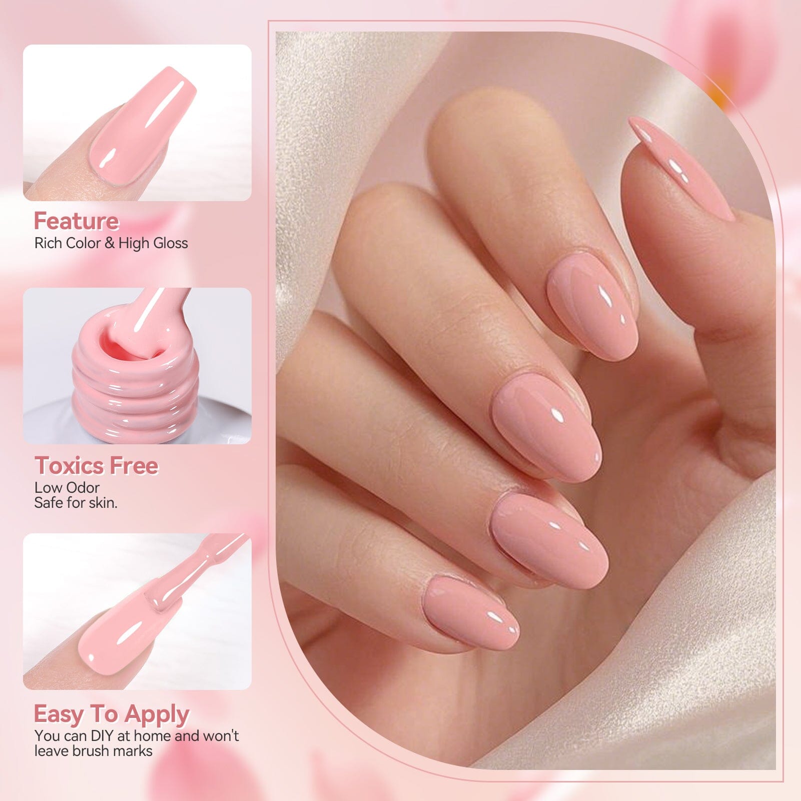 6 Colors Pink Gel Polish Set S03 Cupid's Whisper 7ml Gel Nail Polish BORN PRETTY 