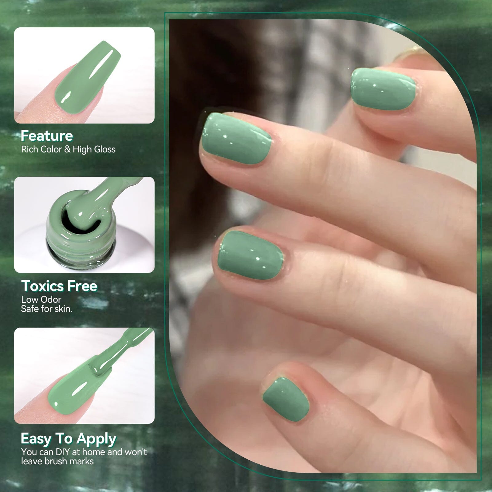 6 Colors Green Gel Polish Set S06 Amazon Rainforest 7ml Gel Nail Polish BORN PRETTY 