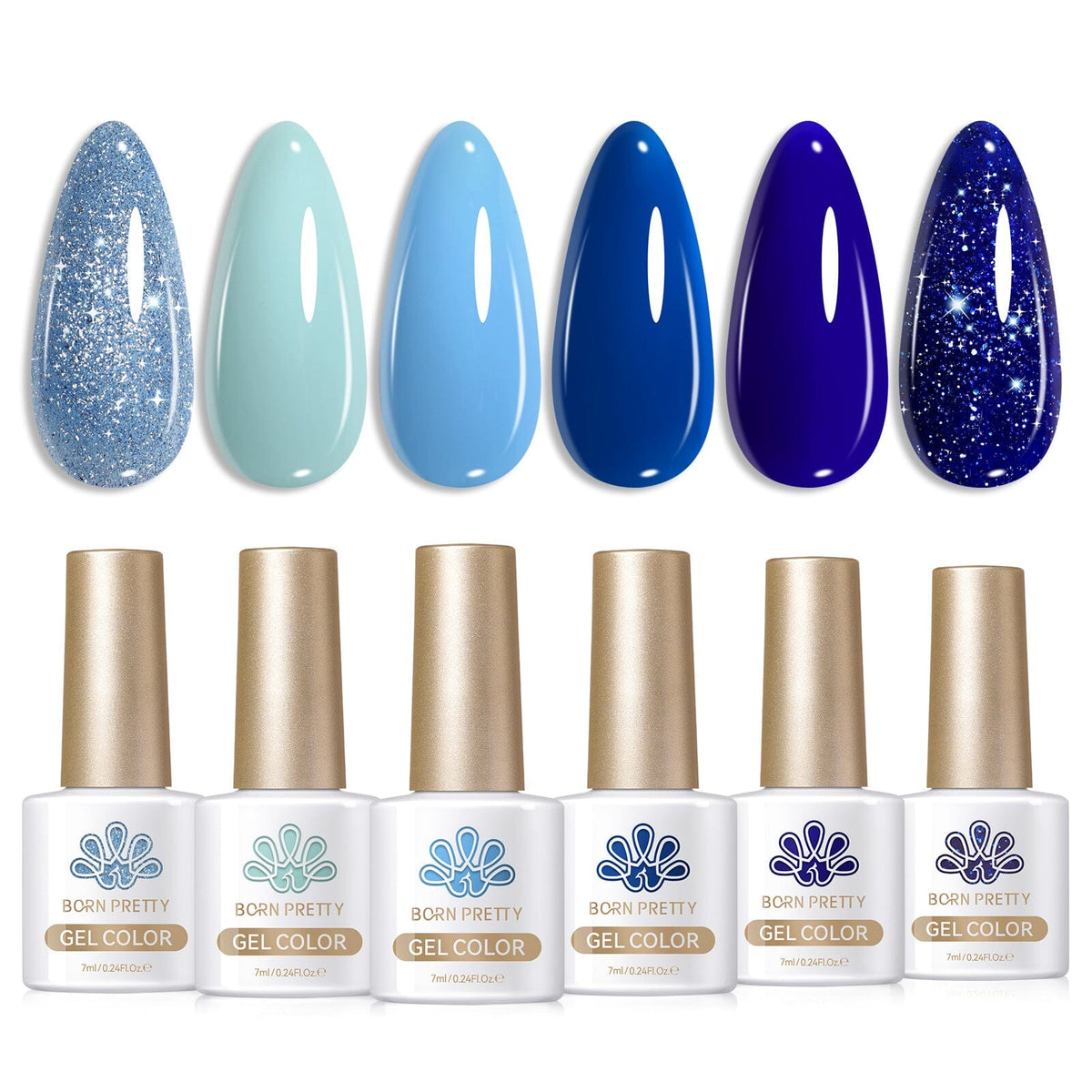 6 Colors Gel Set S07 Blue Horizon 7ml Gel Nail Polish BORN PRETTY 