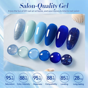 6 Colors Blue Color Gel Polish Set S07 Blue Horizon 7ml Gel Nail Polish BORN PRETTY 