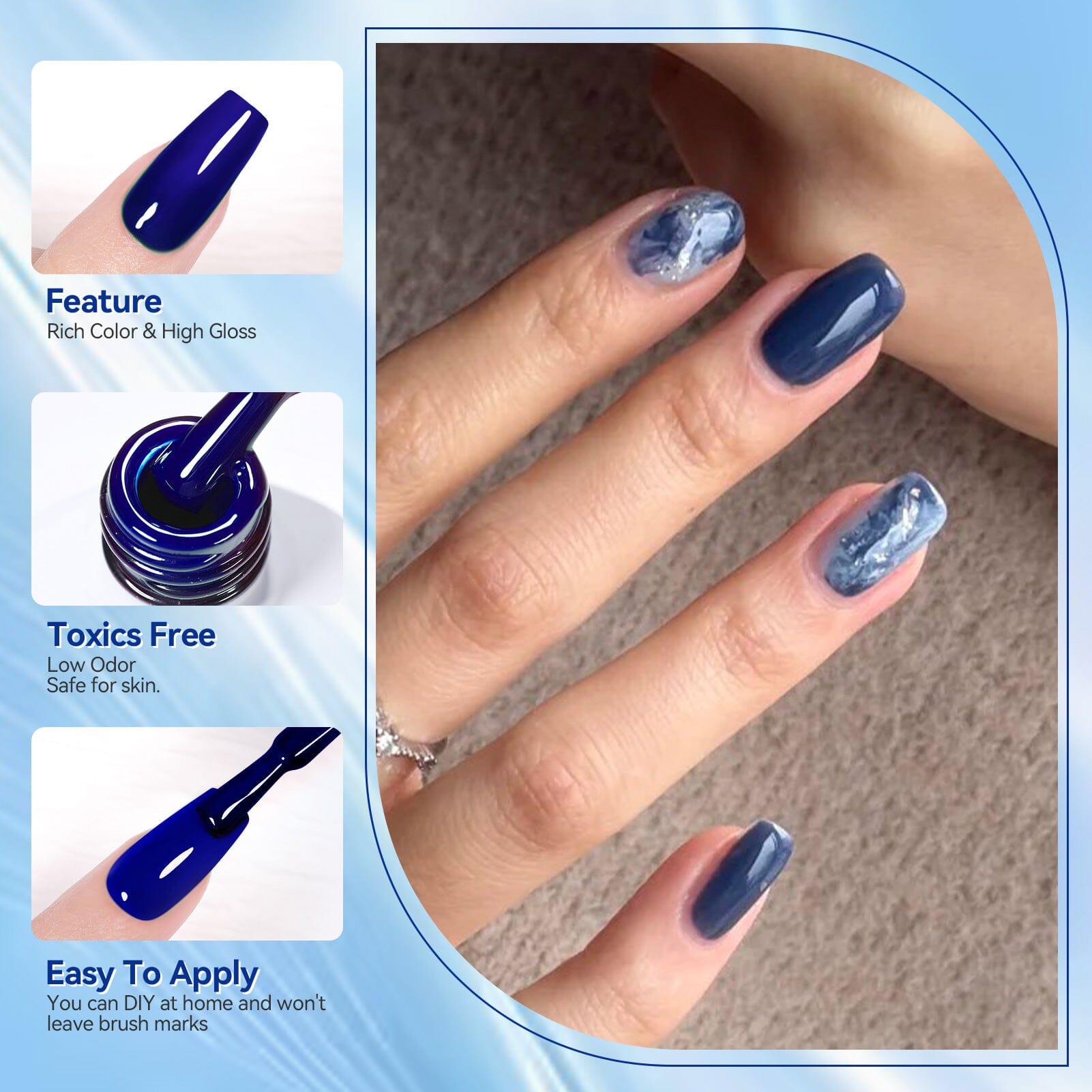6 Colors Blue Color Gel Polish Set S07 Blue Horizon 7ml Gel Nail Polish BORN PRETTY 