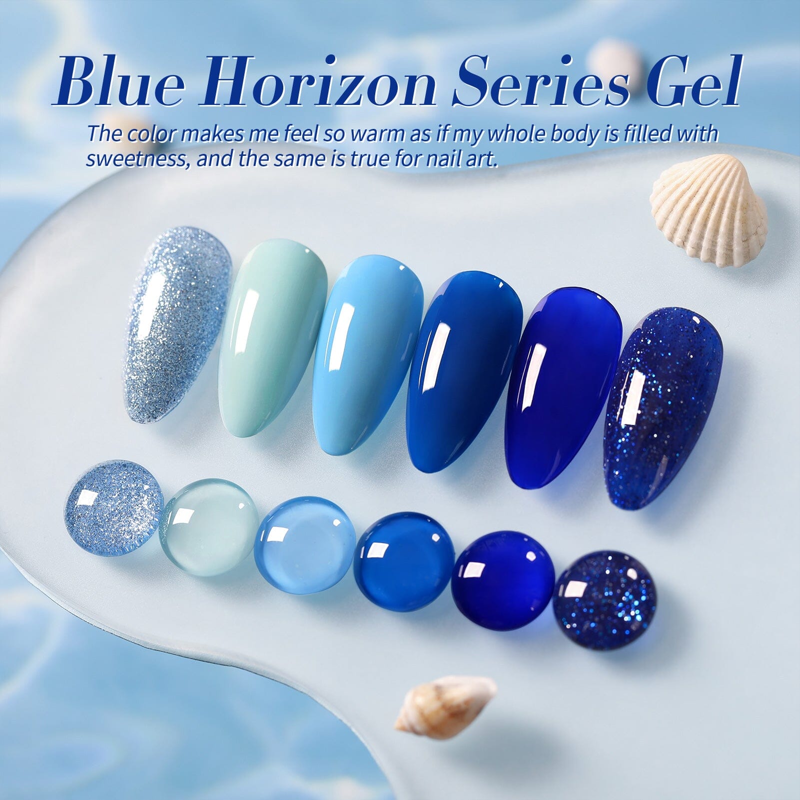 6 Colors Blue Color Gel Polish Set S07 Blue Horizon 7ml Gel Nail Polish BORN PRETTY 