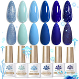 6 Colors Blue Color Gel Polish Set S07 Blue Horizon 7ml Gel Nail Polish BORN PRETTY 