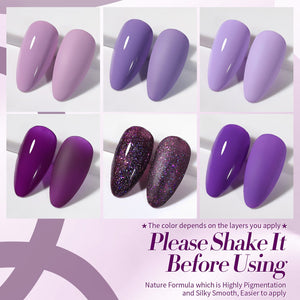 6 Colors Purple Gel Polish Set S08 Lavender Mist 7ml Gel Nail Polish BORN PRETTY 
