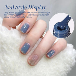 6 Colors Blue Jelly Gel Polish Set J06 Lake Baikal 7ml Gel Nail Polish BORN PRETTY 