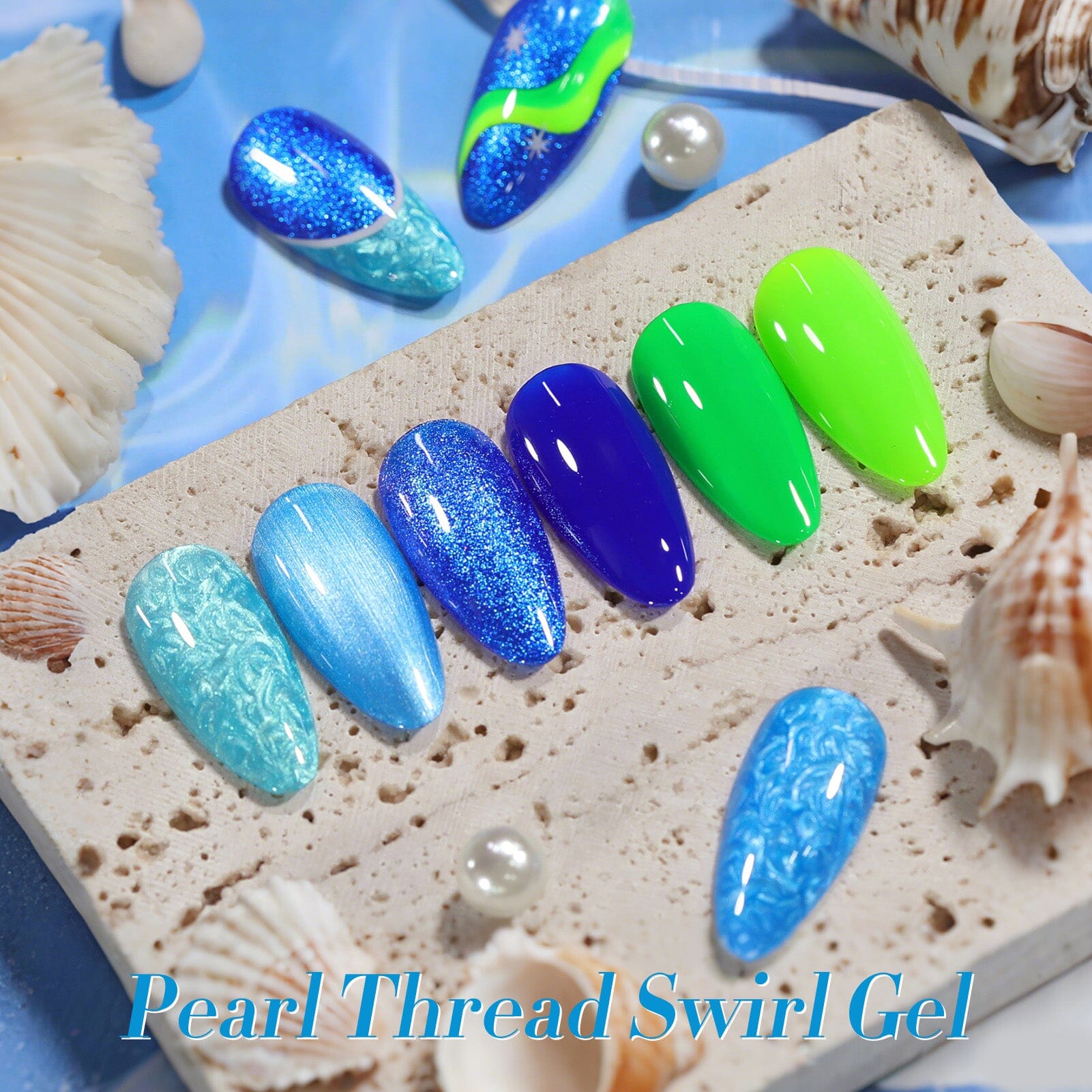 6 Colors Blue Green Threaded Gel Polish Set T03 Fairy Snail 7ml Gel Nail Polish BORN PRETTY 