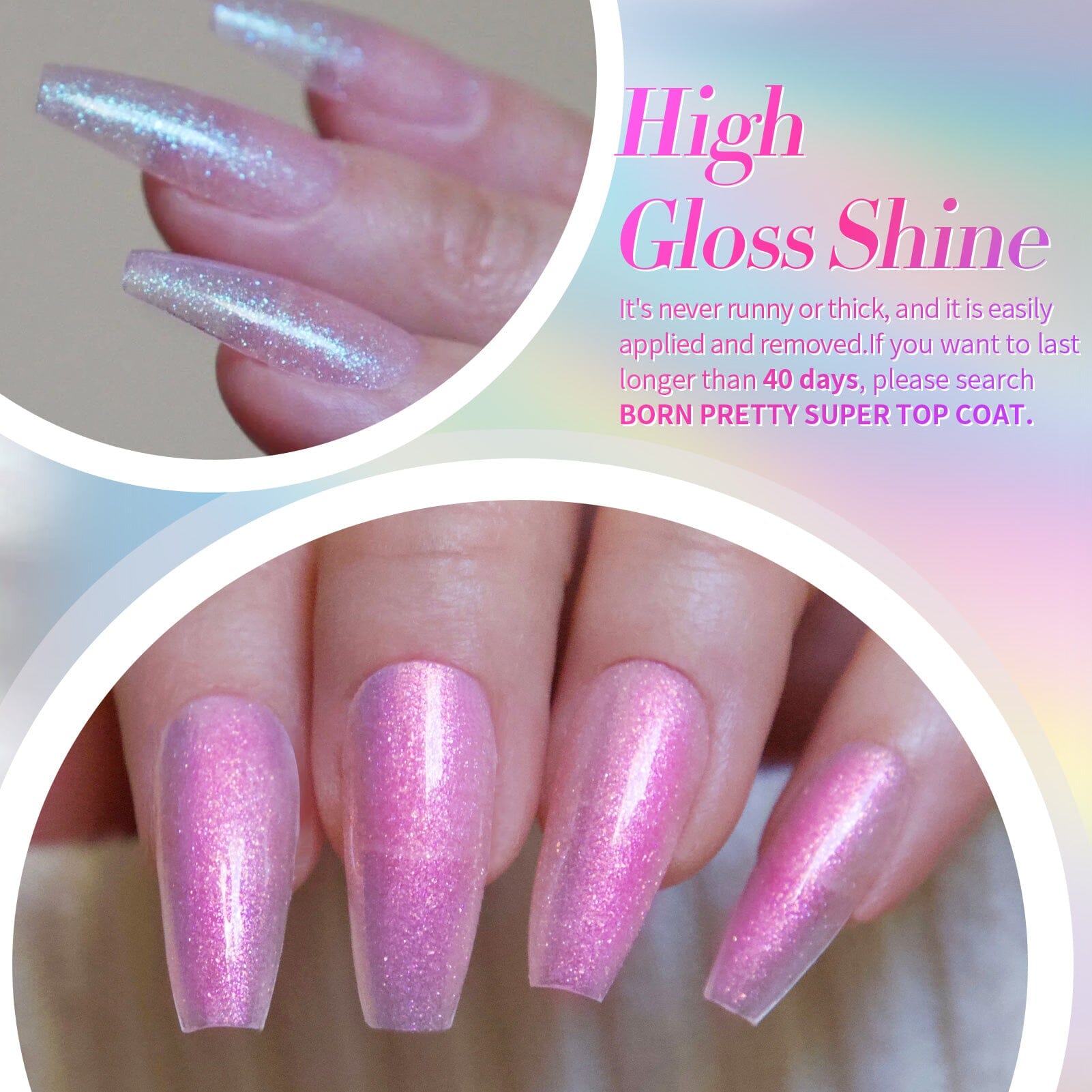 6 Colors Pink Shimmery Aurora Gel Polish Set T04 Conch Spirit 7ml Gel Nail Polish BORN PRETTY 