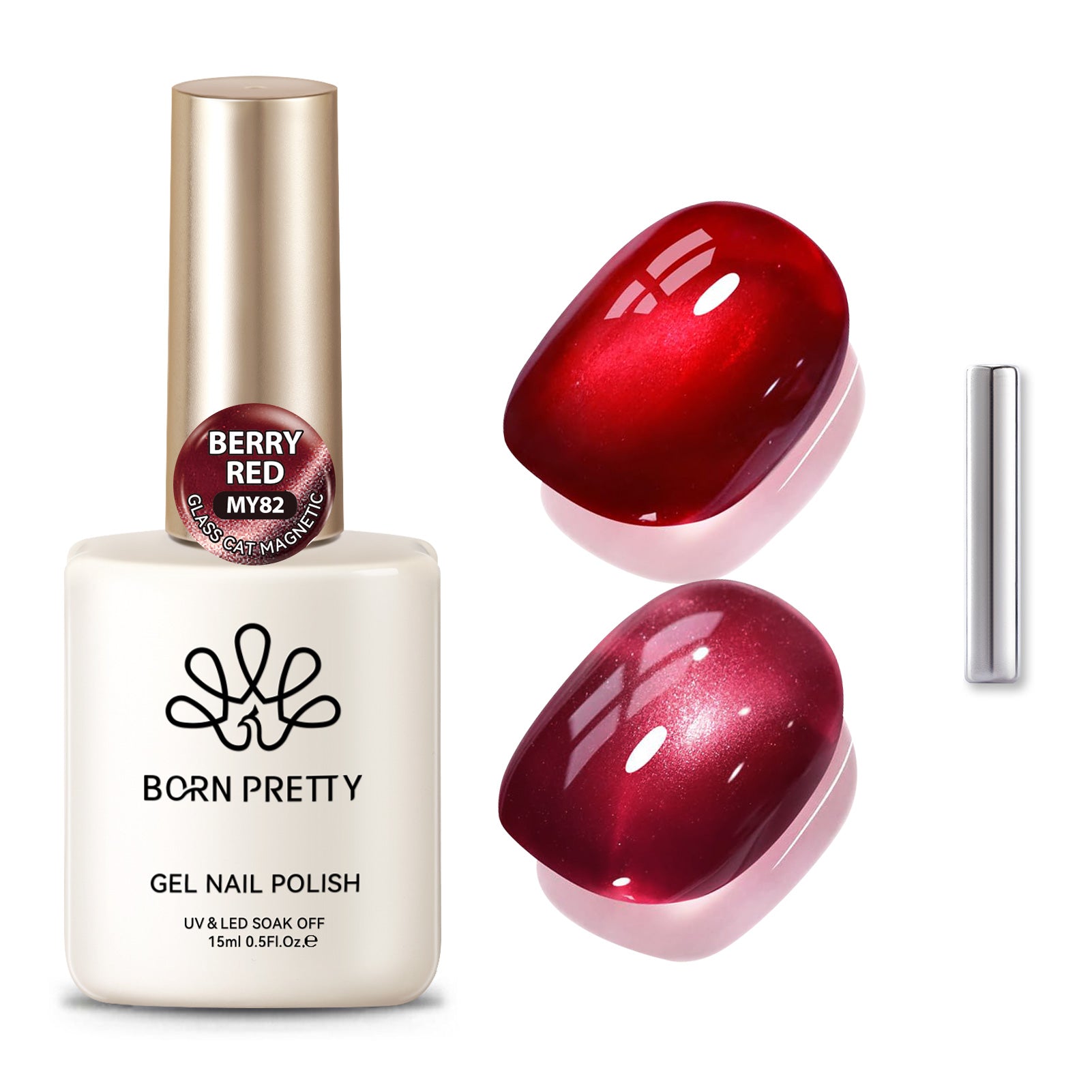 Glass Cat Magnetic Gel Polish MY82 Berry Red 15ml