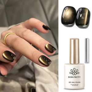 Black Gold Glass Cat Magnetic Gel Polish 15ml Gel Nail Polish BORN PRETTY 