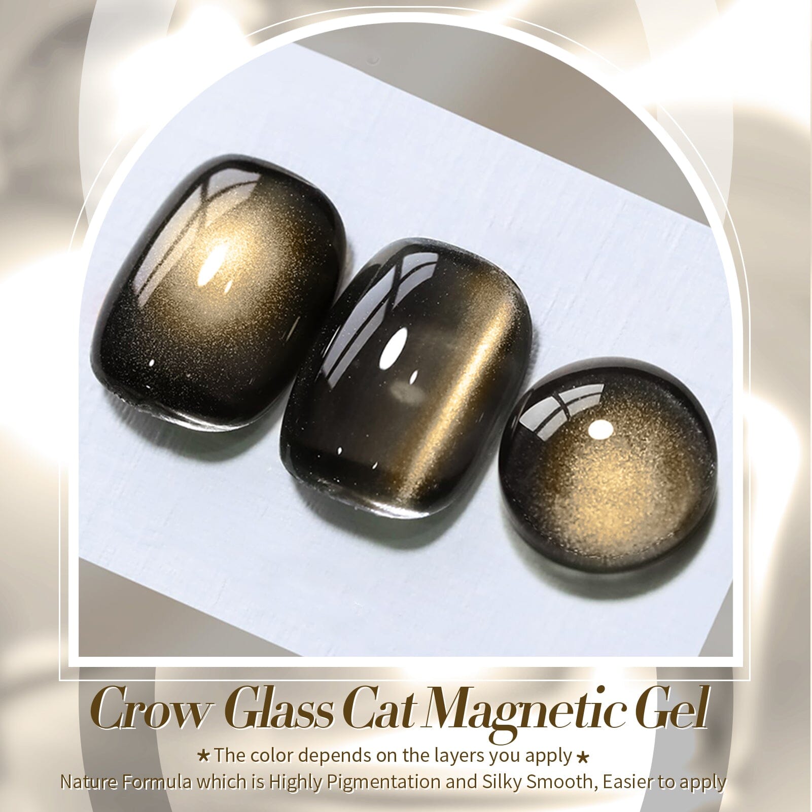 Black Gold Glass Cat Magnetic Gel Polish 15ml Gel Nail Polish BORN PRETTY 