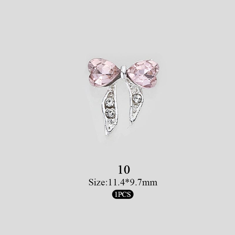 Pink Butterfly Rhinestones Alloy 3D Nail Decoration #10 Nail Decoration No Brand 