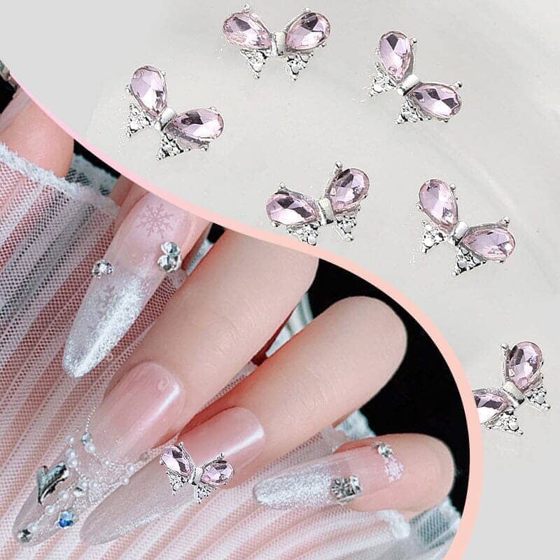 Pink Heart Rhinestones Alloy 3D Nail Decoration #02 Nail Decoration No Brand 